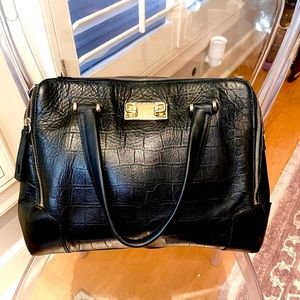 Large black embossed leather furla bag
